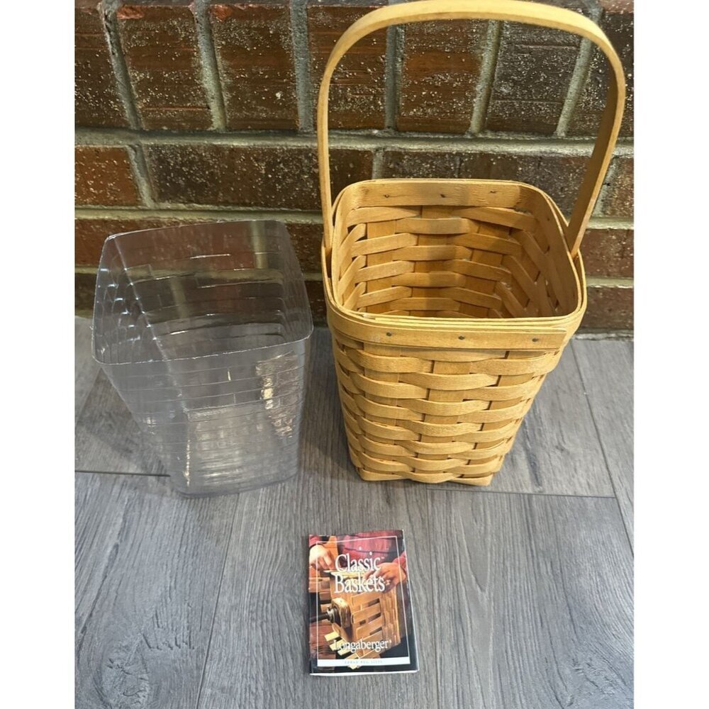 Longaberger Tall Peg Basket Woven Easter Handle Plastic Liner Booklet 11151